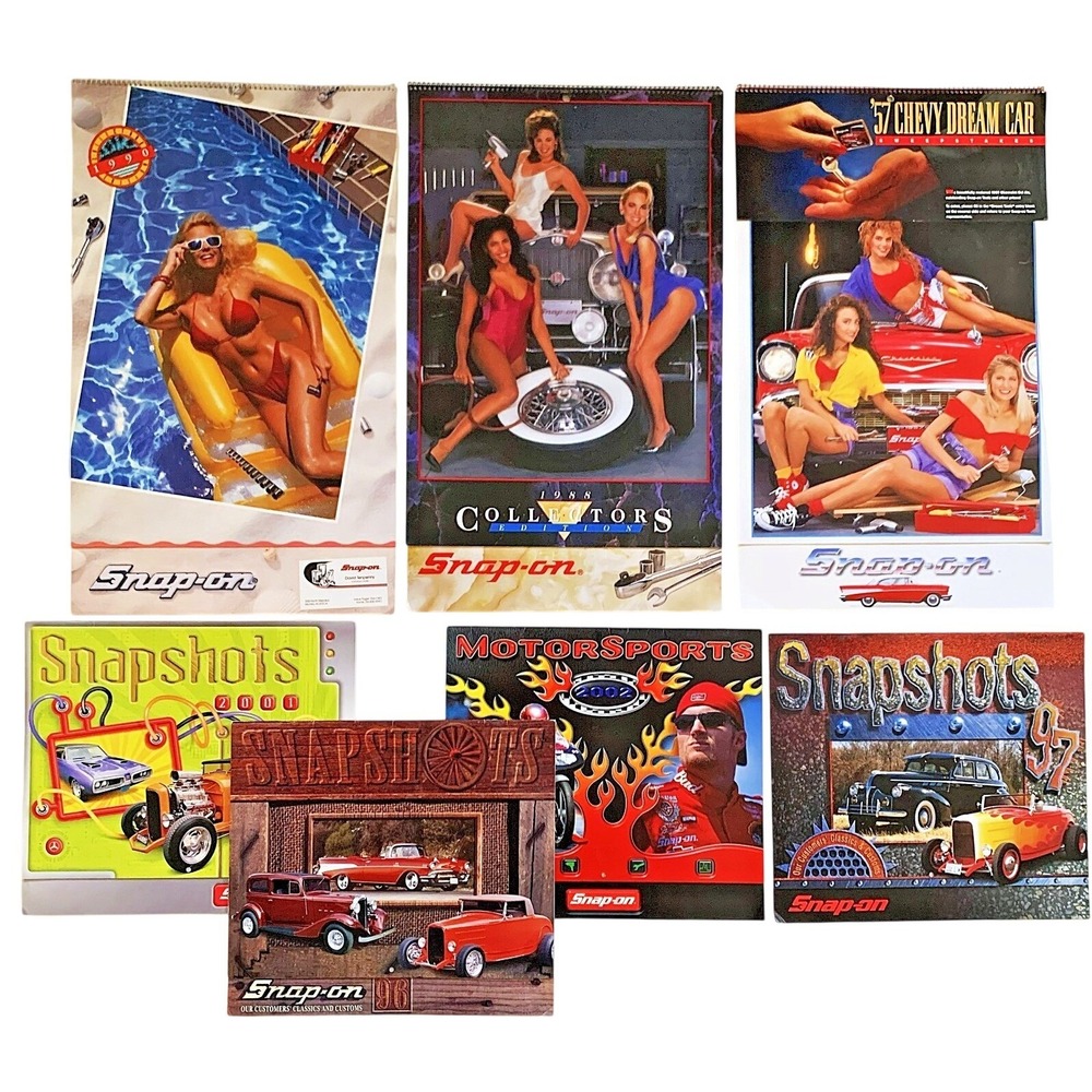 7 Snap-On Tools Collection Calendars 1988-90-92-96-97, 2001-02 Wheels & Girls VG
